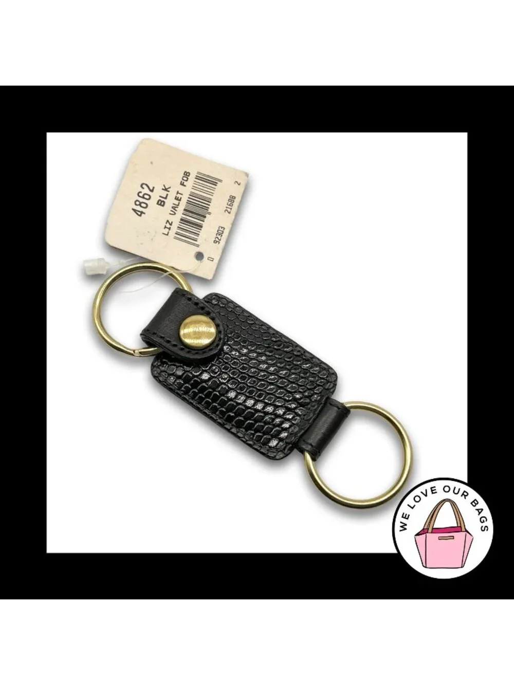 NEW VINTAGE COACH Black 100% Lizard Leather Snap Valet Keychain Bag Charm 4862
